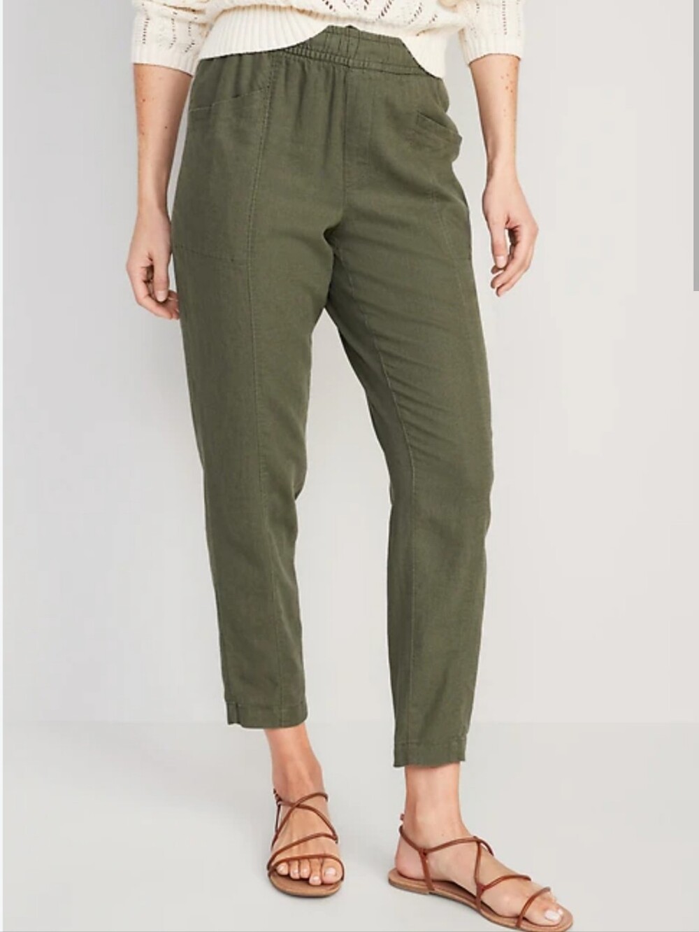 Old Navy High Waist Linen Pants In Olive Green Size Large